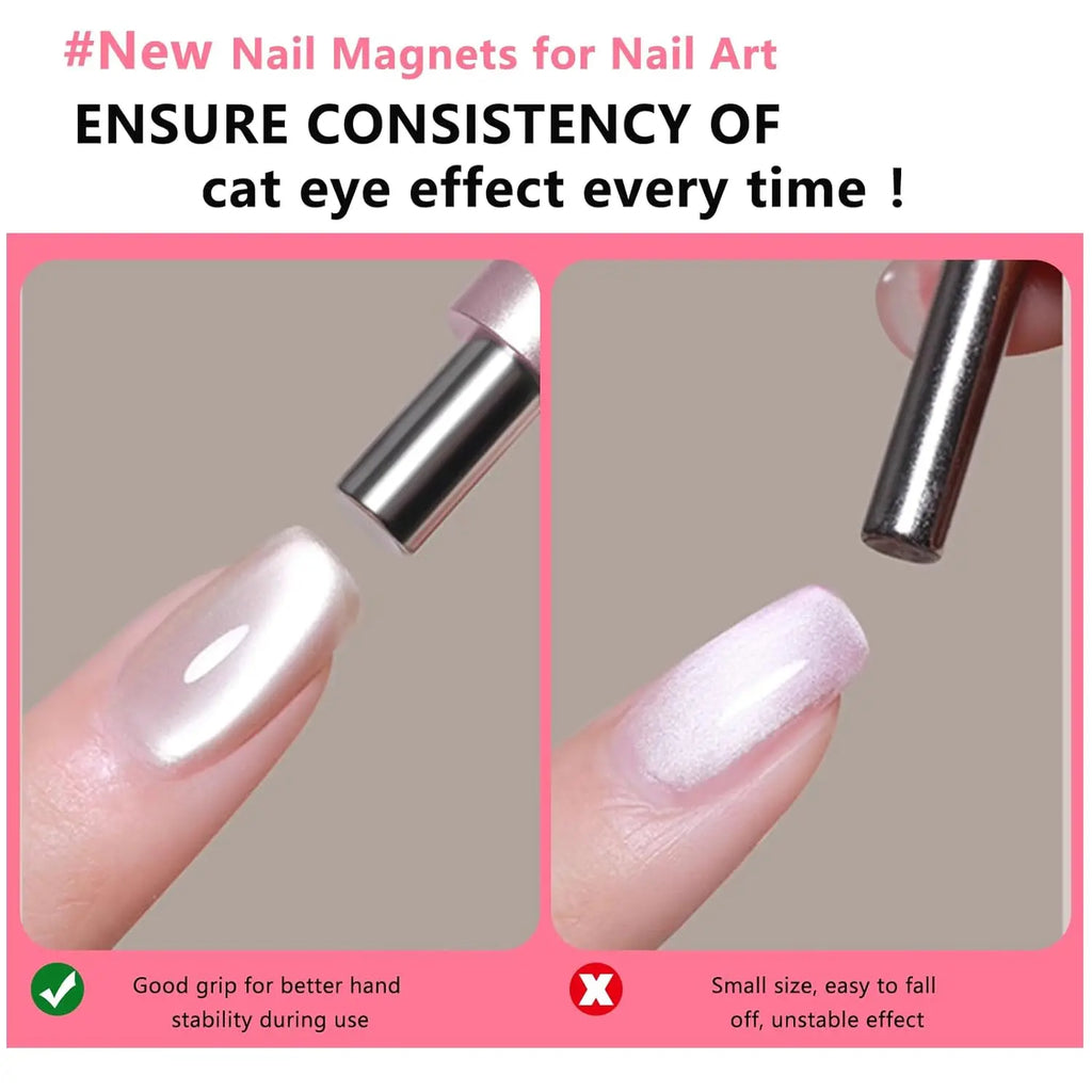 Kit Aimant Ongles Œil de Chat | Aimant Double Tête & Perles Magnétiques | Acier Inoxydable | Précision Salon