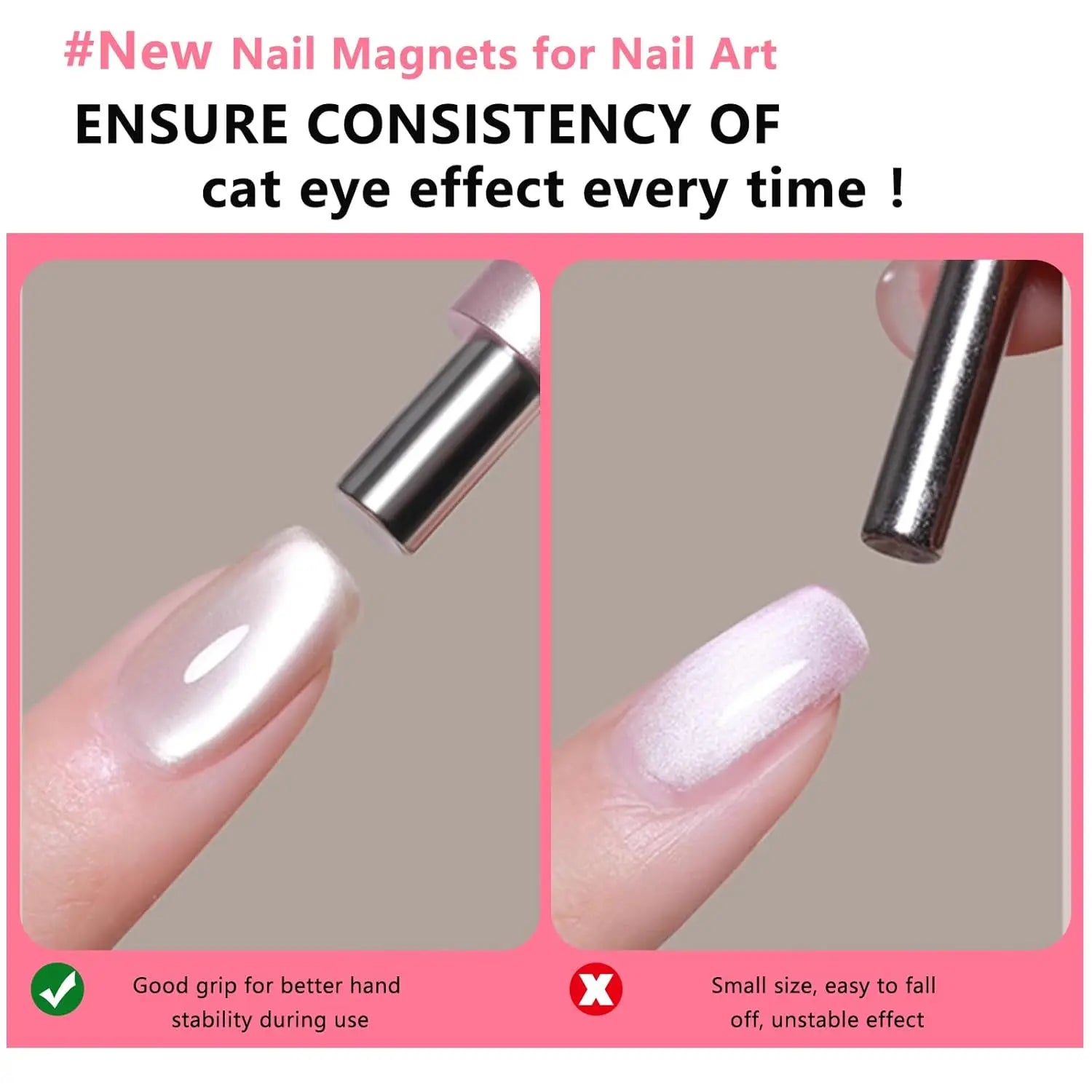 Kit Aimant Ongles Œil de Chat | Aimant Double Tête & Perles Magnétiques | Acier Inoxydable | Précision Salon