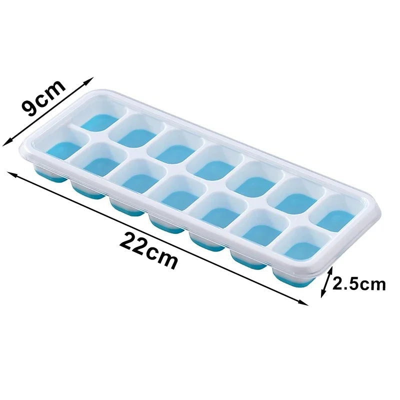 Moule à glaçons | 14 cavités en silicone avec fond souple | Couvercle étanche
