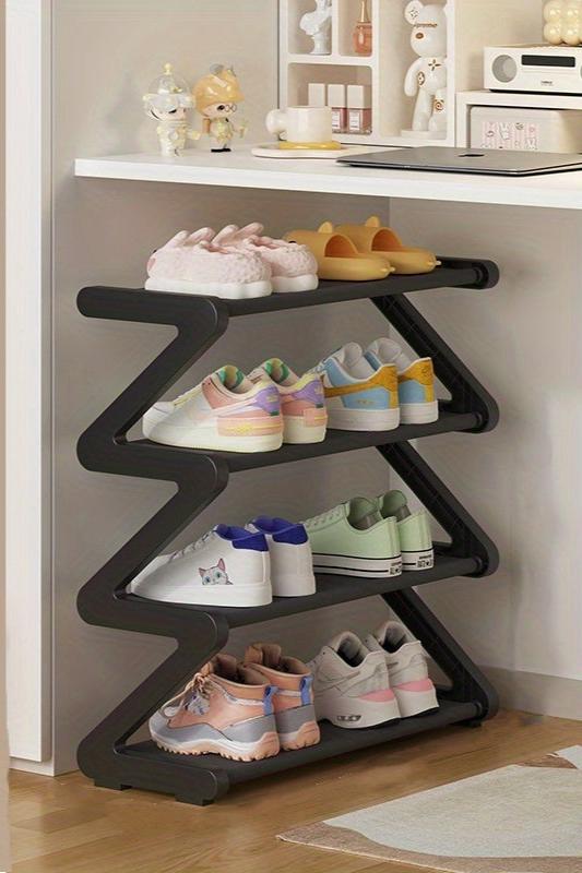 Étagère à chaussures gain de place avec quatre niveaux vue de face
