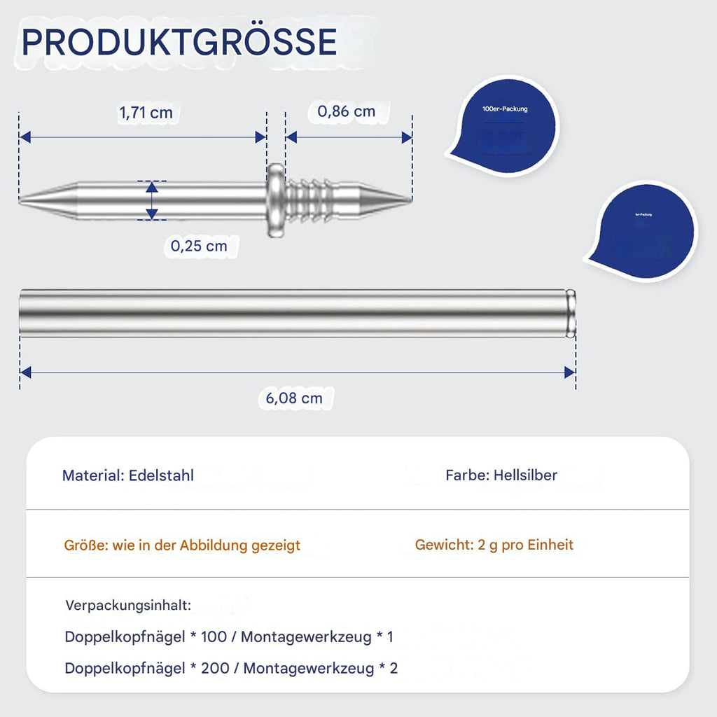 Double Head Base Pin™ - Clous Double Tête Galvanisés pour Plinthes