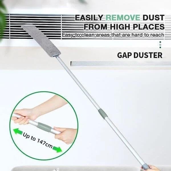 Détail de la tête en microfibre douce du plumeau de nettoyage flexible