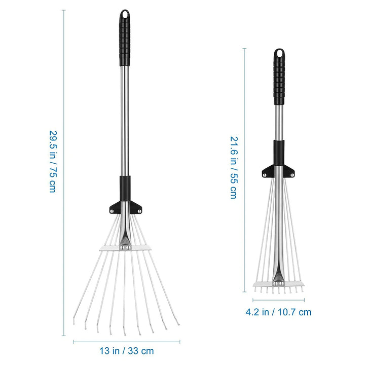 Vue complète du ramasse-feuilles Jardelys extensible pour entretien du jardin