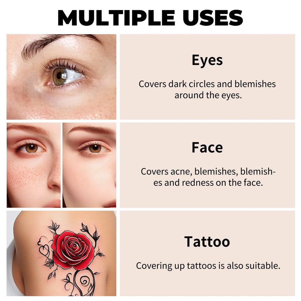 Correcteur haute couvrance | Résistant à l'eau et longue tenue | Camouflage tatouages et cicatrices | Fini naturel