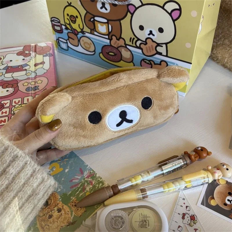 Trousse À Crayons Pour Enfants | Ours En Peluche Dessin Animé | Pochette À Fermeture Éclair Pour Stylos | Fournitures Scolaires