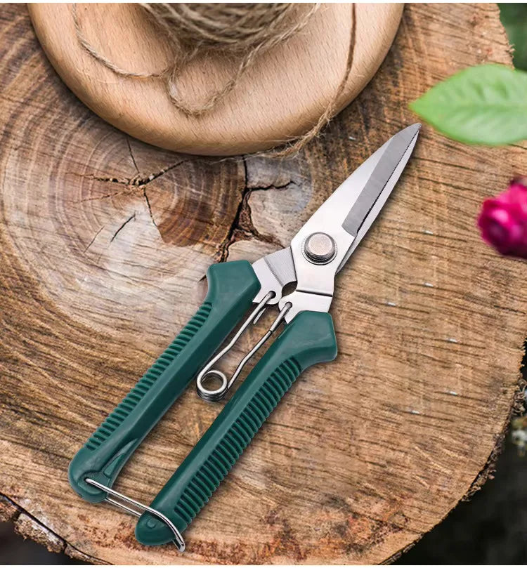 Sécateur de Jardinage | Tête Droite | Lame en Acier Inoxydable, 19 cm | Poignée Ergonomique Antidérapante