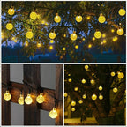 Guirlandes Lumineuses Extérieures | Globe en Cristal LED Blanc Chaud | Solaire et Étanche