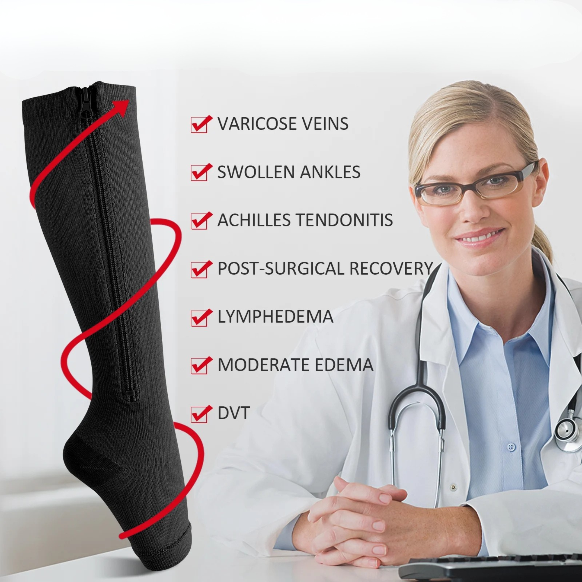 ReliefZip™ - Chaussettes de Compression avec Fermeture Éclair