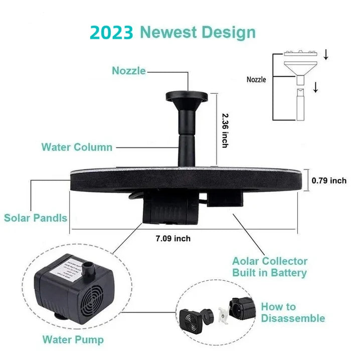 SunLuxe - Fontaine Solaire Autonome pour Jardin et Bassin