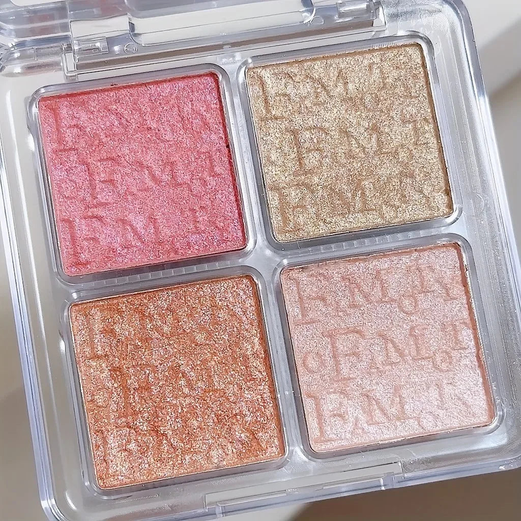Palette d'enlumineurs pour le visage | 4 couleurs nacrées cuites | Résistante à l'eau | Éclat naturel