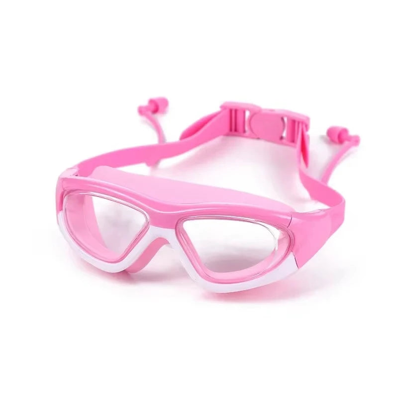 Lunettes de natation enfant | Large verre anti-buée | Joint en silicone et bouchons d'oreille | Sangle réglable