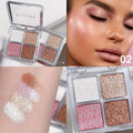 Palette d'enlumineurs pour le visage | 4 couleurs nacrées cuites | Résistante à l'eau | Éclat naturel