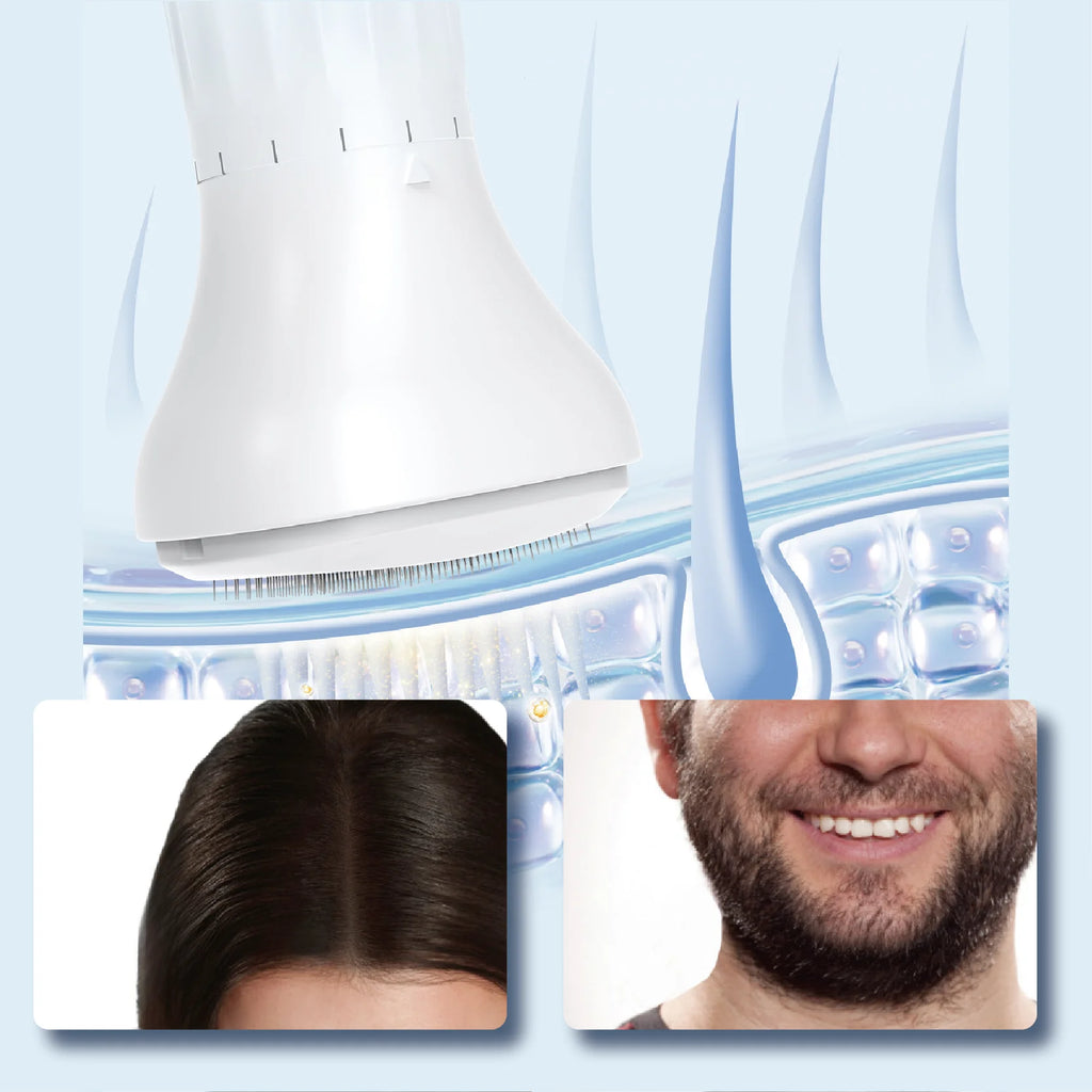 Derma Stamp à Microneedles Visage & Barbe | Longueur d'Aiguille Réglable | 140 Aiguilles | Rajeunissement de la Peau