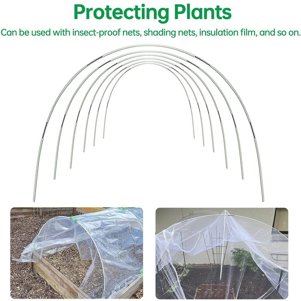 Kit de tunnel de jardin | Arceaux flexibles en fibre de verre | Connecteurs galvanisés | Résistant aux intempéries et réutilisable