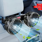 Ventilateur de voiture portable | Têtes doubles rotatives à 360° | Fixation à pince alimentée par USB | Fonctionnement ultra-silencieux