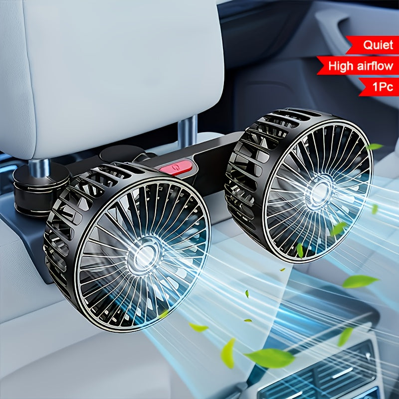Ventilateur de voiture portable | Têtes doubles rotatives à 360° | Fixation à pince alimentée par USB | Fonctionnement ultra-silencieux