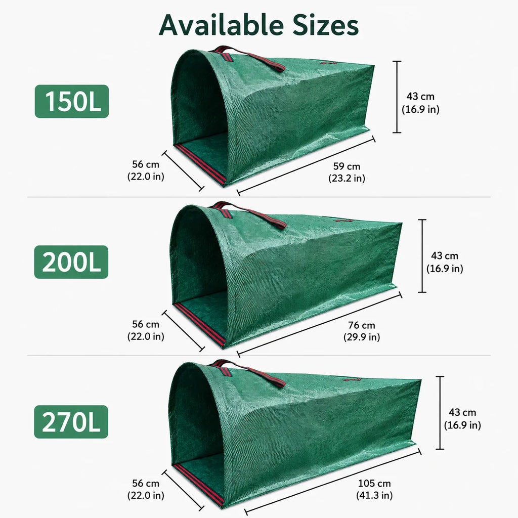 Sac de jardin Verdelio pliable montré avant et après rangement