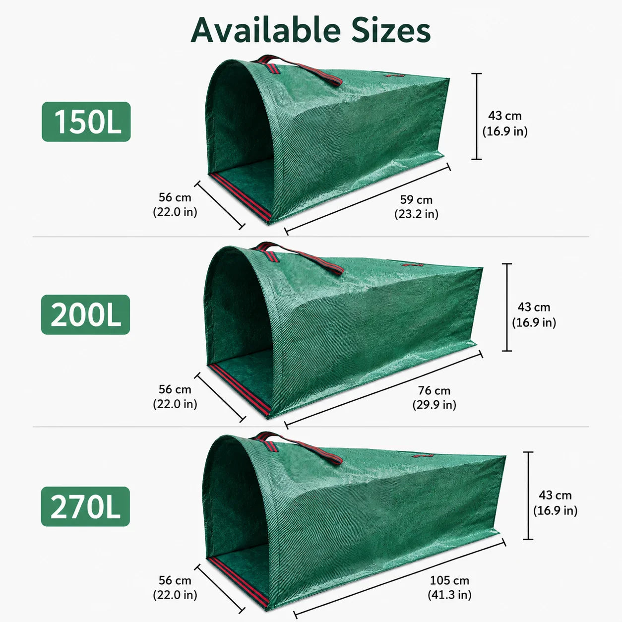 Sac de jardin Verdelio pliable montré avant et après rangement