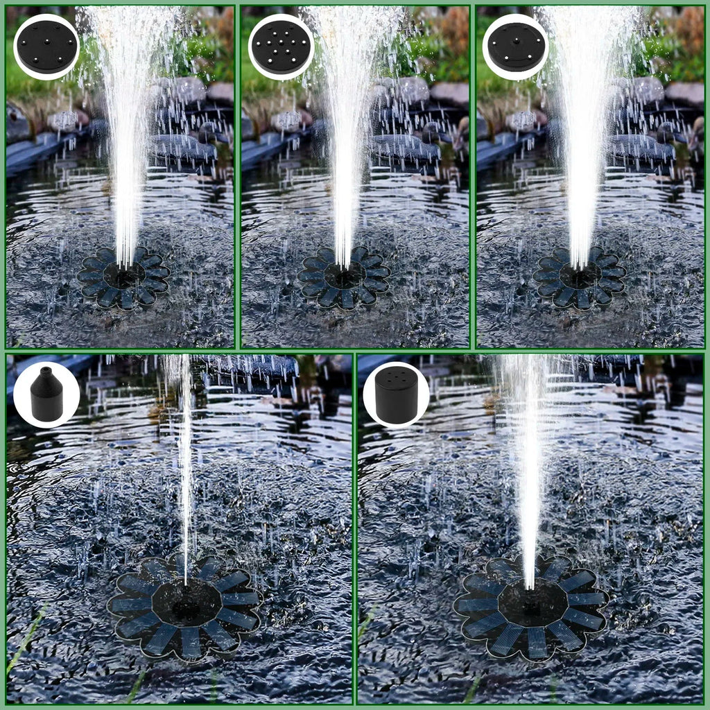 Fontaine solaire | 5 buses | Hauteur de jet variable | Pour bassin et bain d'oiseaux