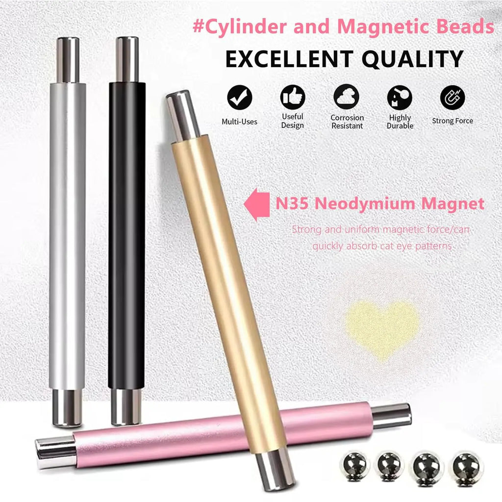 Kit Aimant Ongles Œil de Chat | Aimant Double Tête & Perles Magnétiques | Acier Inoxydable | Précision Salon