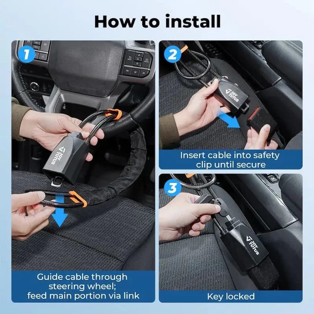 SecureGuard™ - Verrou de Volant Acier Haute Résistance Anti-Vol