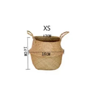 Panier suspendu en osier tressé à la main en herbe marine | Housse de pot de plante et panier de rangement | Gain de place