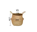 Panier suspendu en osier tressé à la main en herbe marine | Housse de pot de plante et panier de rangement | Gain de place