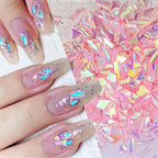 Set de strass pour nail art | Formes mixtes Aurora rose | Dos plat en verre 400 pcs | Manucure DIY
