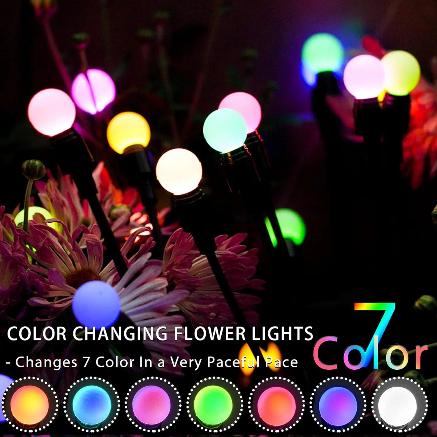 Lumières de jardin solaires | Design luciole à 10 LED | Alimentées à l'énergie solaire et étanches