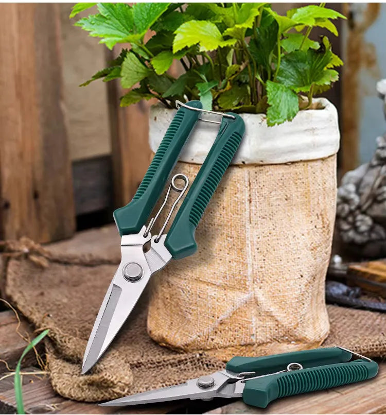 Sécateur de Jardinage | Tête Droite | Lame en Acier Inoxydable, 19 cm | Poignée Ergonomique Antidérapante