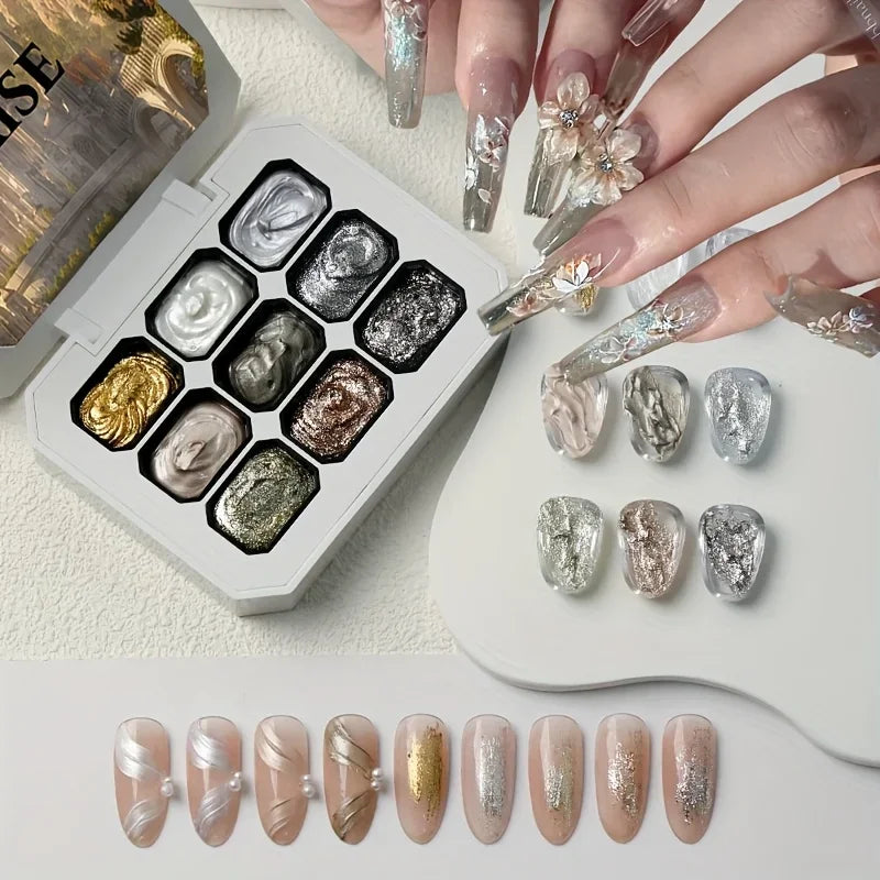 Ensemble de vernis à ongles 9 couleurs pour techniciens et débutants | Gel dégradé à haute saturation | Teintes pour manucure française