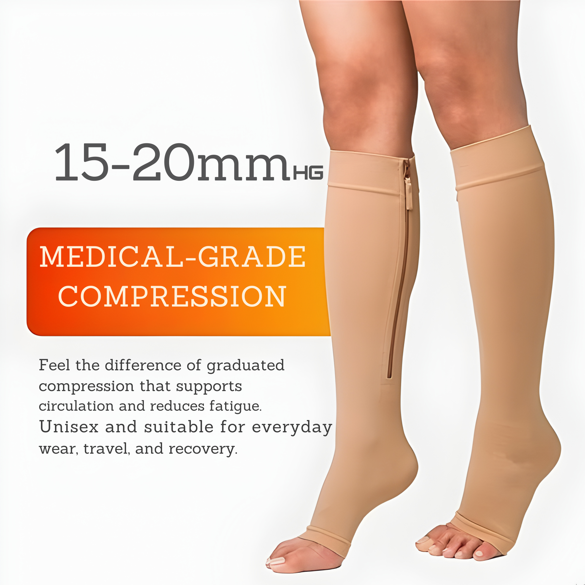 ReliefZip™ - Chaussettes de Compression avec Fermeture Éclair