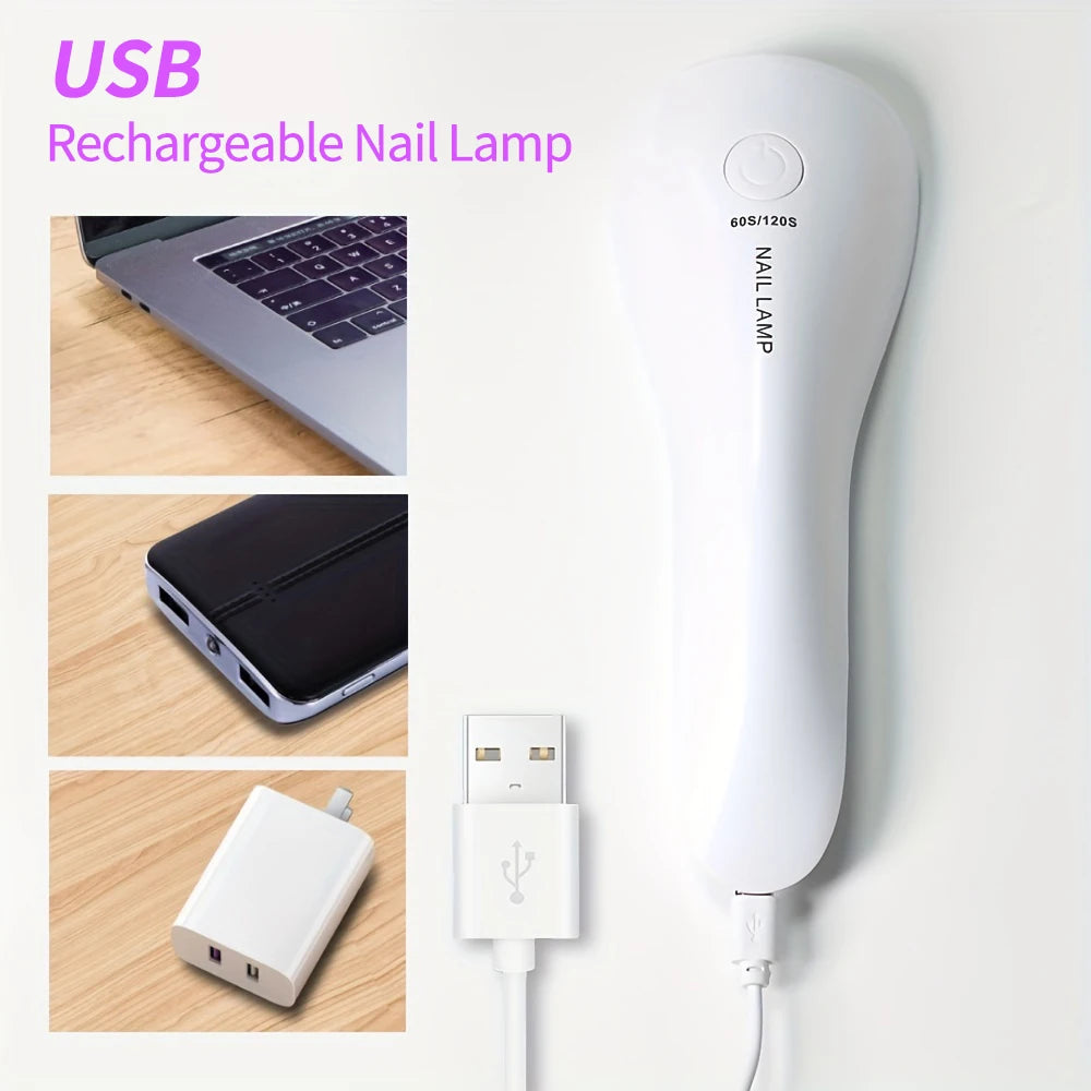 Lampe à ongles LED UV portable | Rechargeable USB et sans fil | Séchage rapide et couvrance uniforme | Taille compacte de voyage