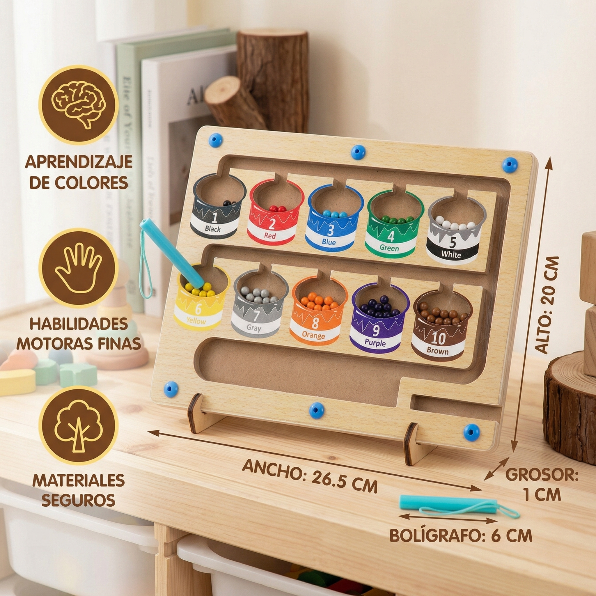 BrightLearn - Tableau de Comptage Magnétique en Bois