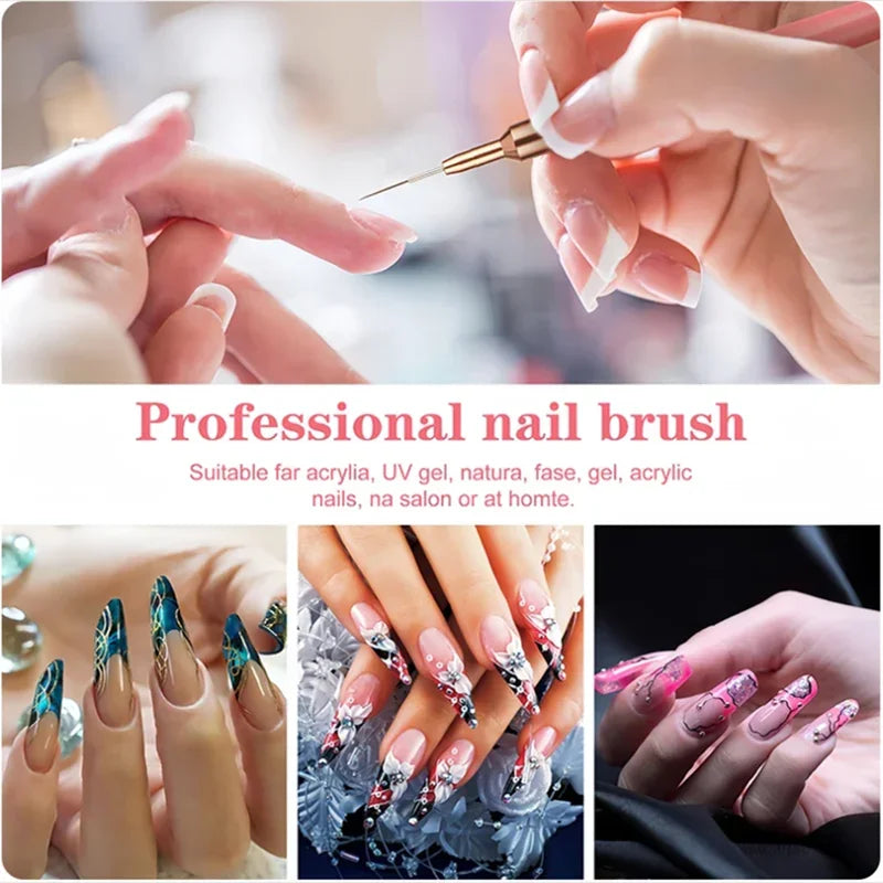 Set de pinceaux pour nail art | Pinceaux liner de précision | Lot de 5 tailles assorties | Finition professionnelle