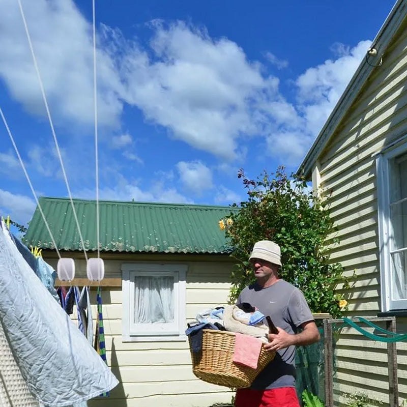 Corde à linge extensible | 30m rétractable gain de place | Résistant aux intempéries | Intérieur & extérieur