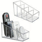 Support de Télécommande et Organiseur de Bureau | Design Transparent | 4 Compartiments
