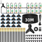 Kit d'irrigation de jardin | Buses en laiton réglables | Tuyau de 30 m & raccords rapides | Économie d'eau