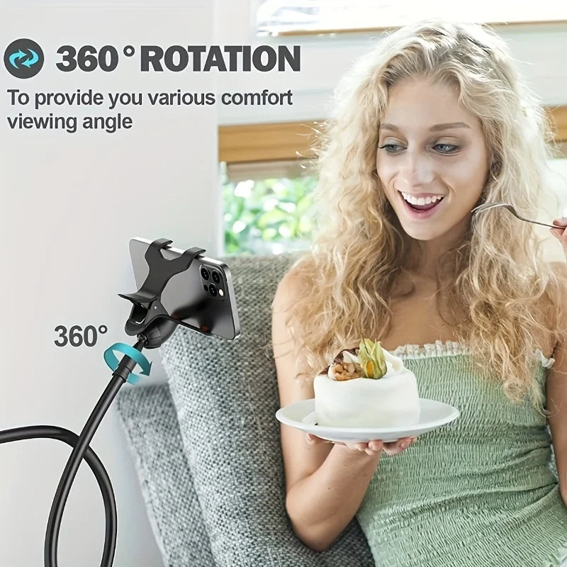 Support de téléphone à col de cygne réglable | Bras long et flexible | Base à pince & rotation à 360°