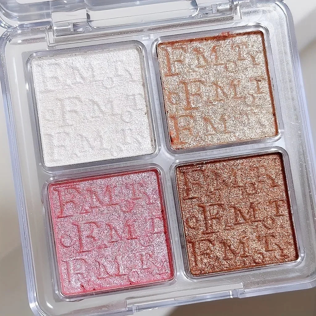 Palette d'enlumineurs pour le visage | 4 couleurs nacrées cuites | Résistante à l'eau | Éclat naturel