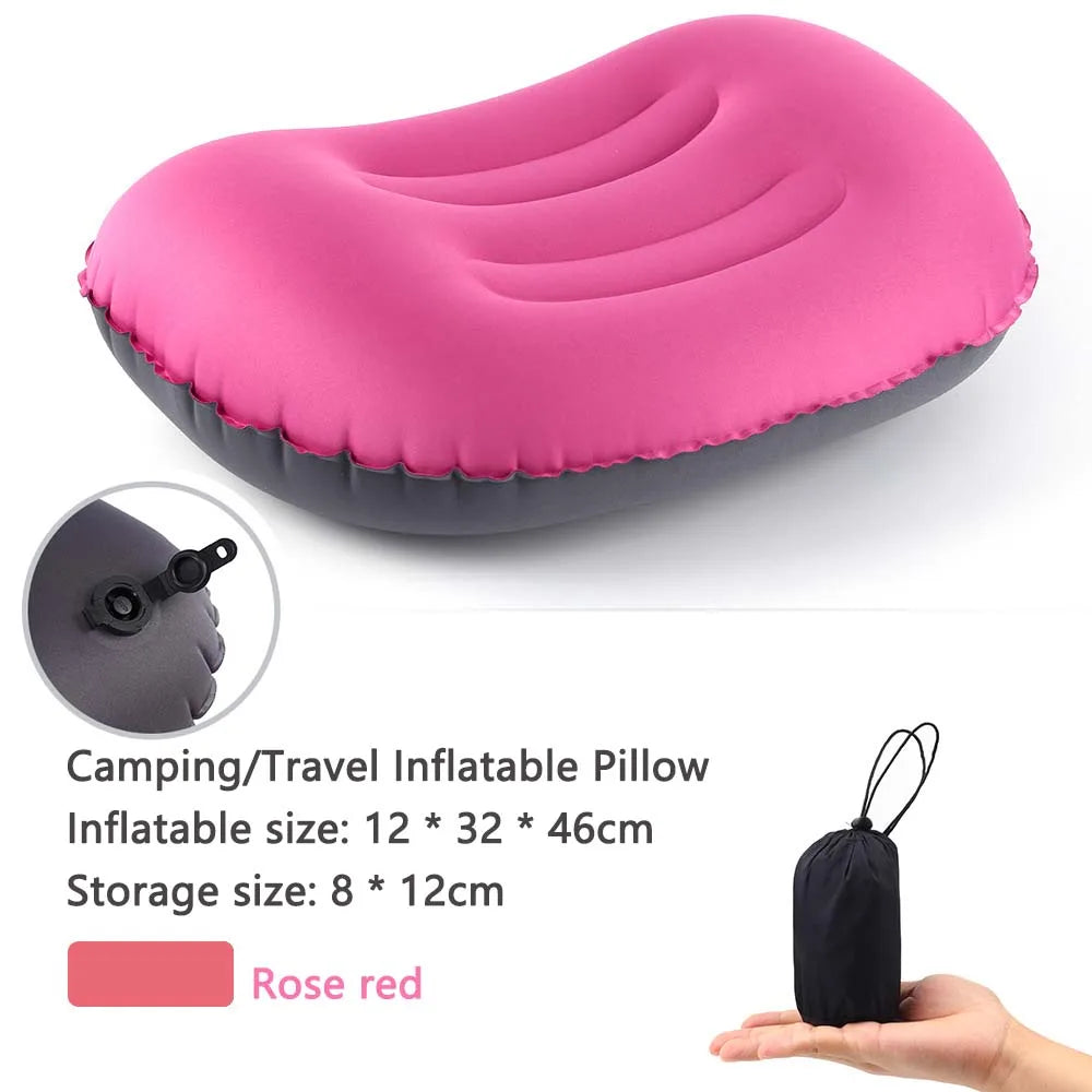 Coussin de Plein Air Gonflable | Soutien Ergonomique pour le Cou | Housse en Polyester Légère
