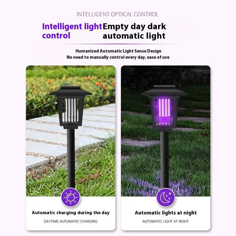 Piège à moustiques solaire | LED violette et blanche double | Autonomie de 8 à 10 heures | Jardin et terrasse