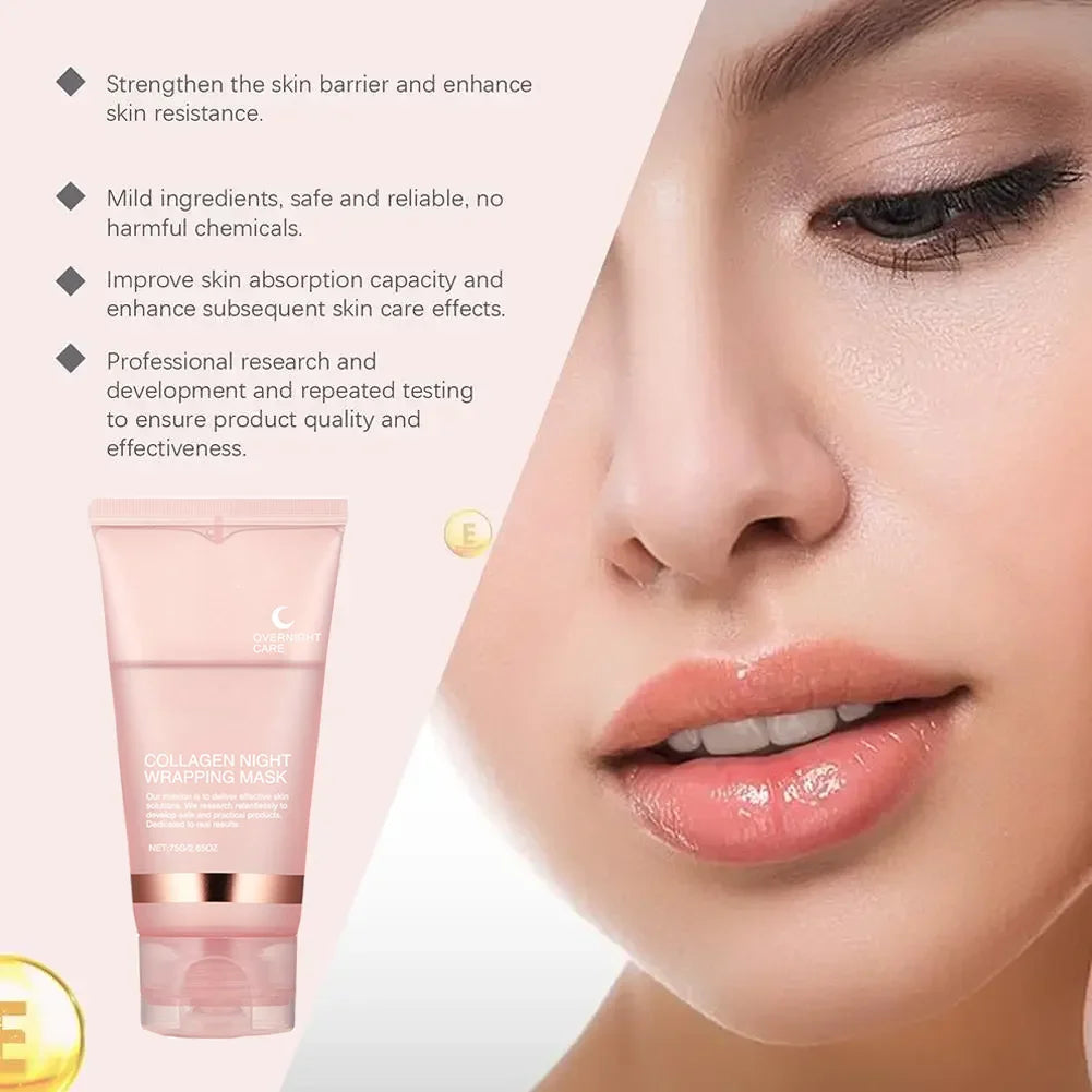 Masque peeling au collagène | Soin enveloppant de nuit | Hydratation profonde et raffermissant