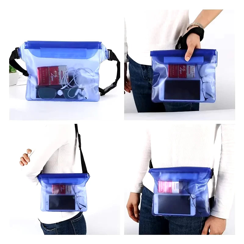 Sacoche de taille étanche | Pochette transparente à triple étanchéité | Grande capacité pour téléphone et objets de valeur