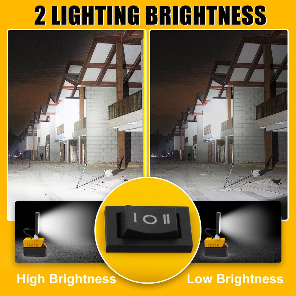 Lampe de travail portable | LED haute luminosité 5200LM | Rechargeable USB-C | Support à angle réglable