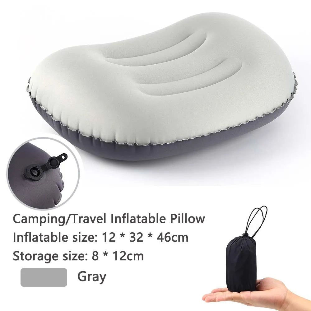 Coussin de Plein Air Gonflable | Soutien Ergonomique pour le Cou | Housse en Polyester Légère