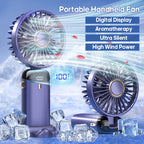 Ventilateur portable cou/à main/de bureau | 5 vitesses & inclinaison réglable | Affichage LED & batterie externe