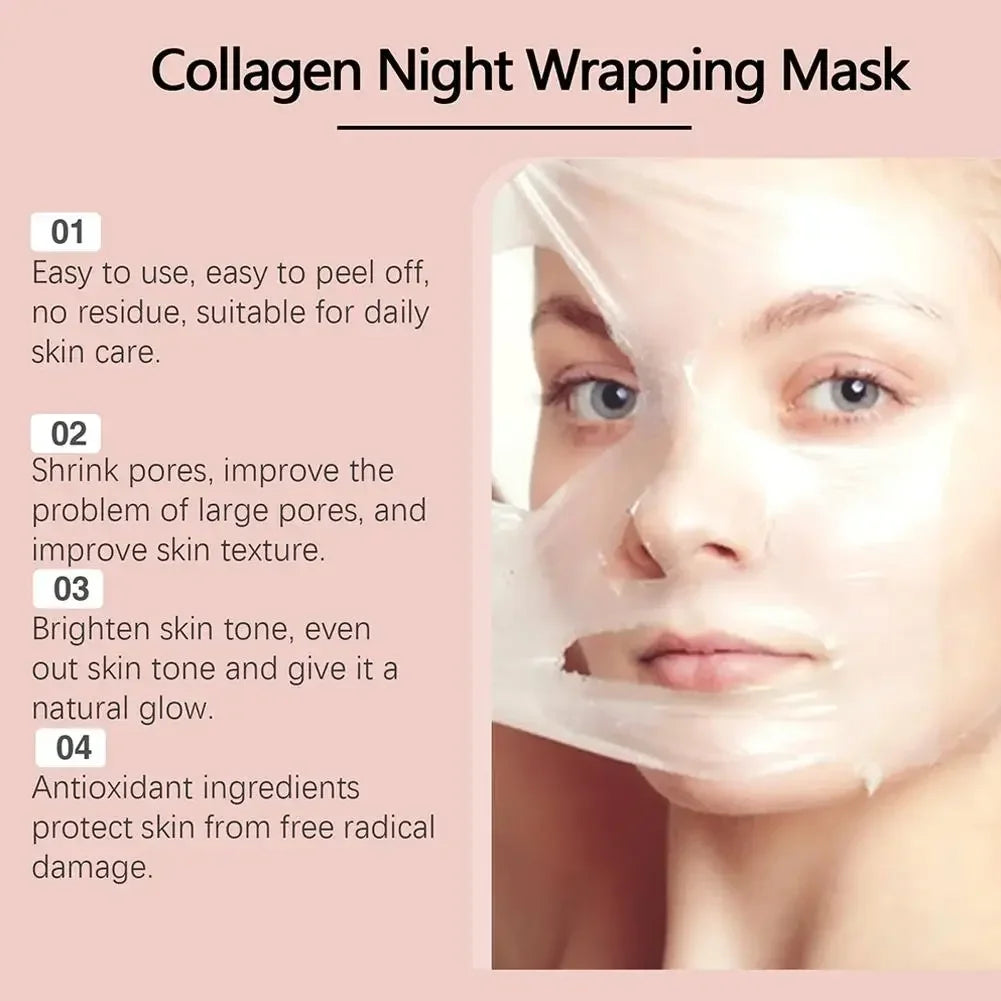 Masque peeling au collagène | Soin enveloppant de nuit | Hydratation profonde et raffermissant