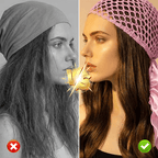 Femme portant un bonnet de nuit pour garder des cheveux lisses