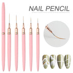 Set de pinceaux pour nail art | Pinceaux liner de précision | Lot de 5 tailles assorties | Finition professionnelle
